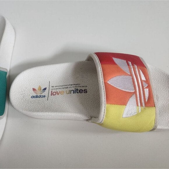 ADIDAS ORIGINALS | RainBow Multi Color Adilette Slides flip flops sz 5 - Picture 2 of 4